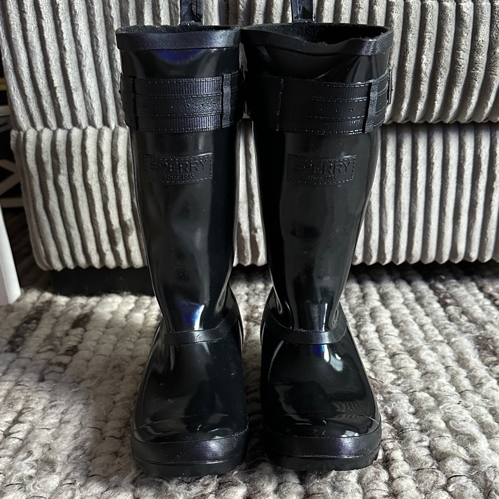 NWOT Sperry Glossy Black Rain Boots